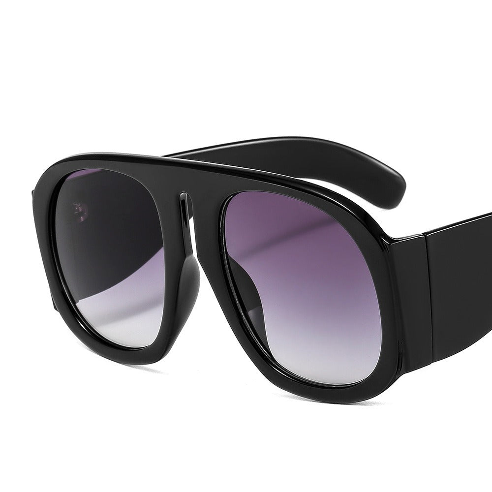 Ins Large Frame Sunglasses Womens Fashion Street Shoot Round Show Individualized Contrast Color Sunglasses