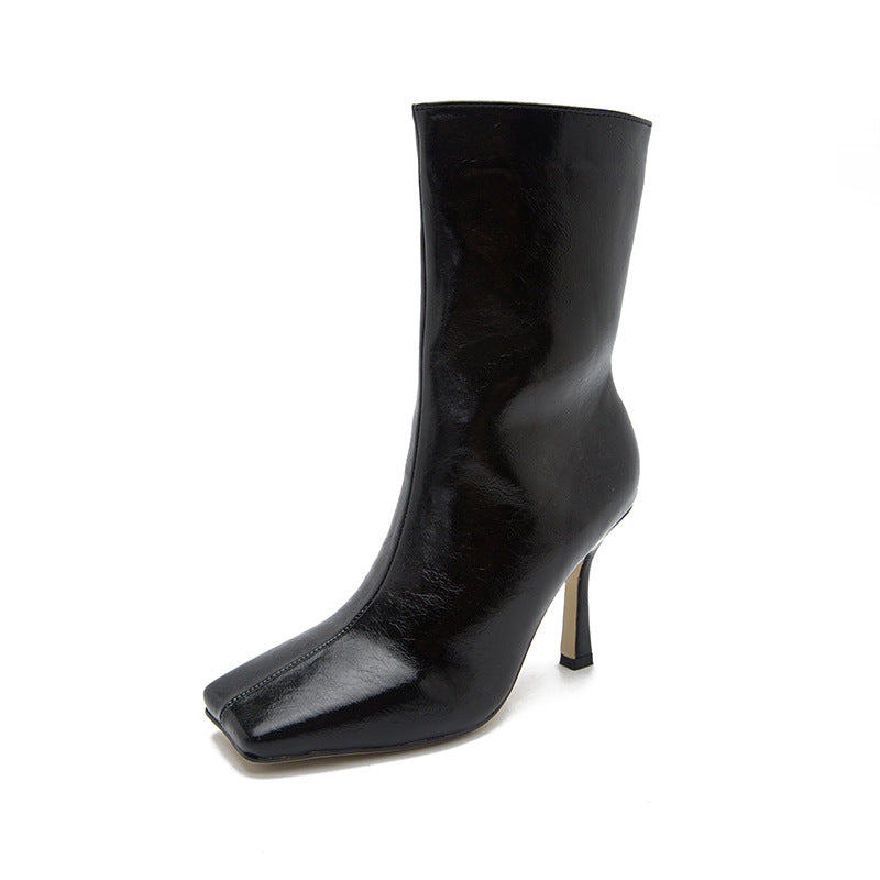 Autumn New High Heel Women's Boots Square Head Thin Heel Fashion Boots
