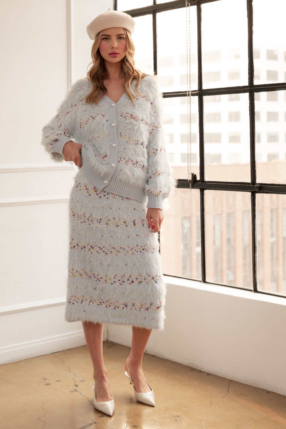 JOH |Sonata Feathered Fur Sweater Skirt-0