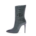 Crocodile High Heel Short Boots Large 34-45 Pointed Thin Heels and Ankle Boots Show Winter  Autumn Mid Tube Boots Women Shoes