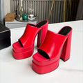 New High-Heeled Back Empty Square Head Large Size Fish Mouth Women's Shoes