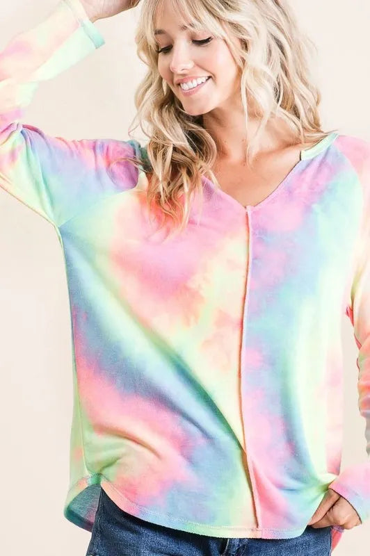 BiBi Long Sleeve Tie-Dye Terry T-Shirt
