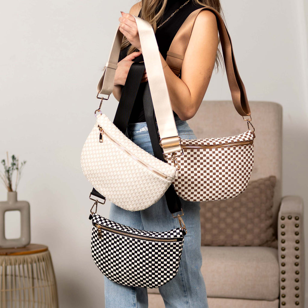 Layla Woven Checkered Crossbody Sling Bag-0