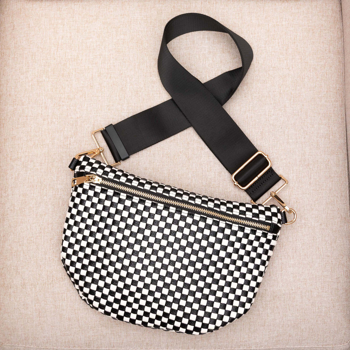 Layla Woven Checkered Crossbody Sling Bag-5