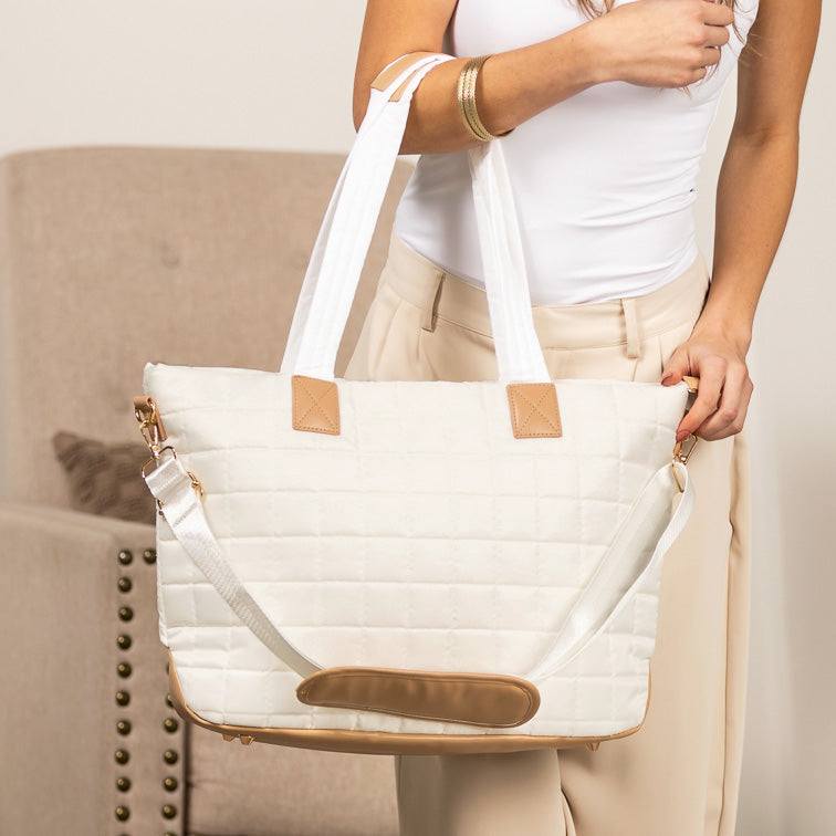 Mila Quilted Traveler Tote with Mini Clutch-3