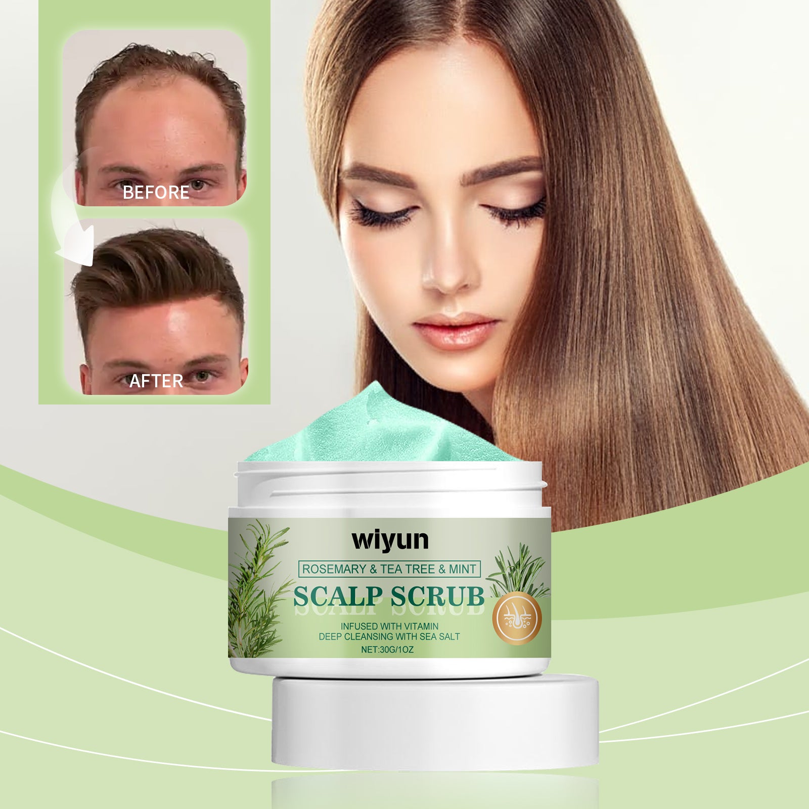 Wiyun Rosemary Scalp Scrub, A Gentle Scalp Treatment That Cleanses Exfoliates, Nourishes, Softens And Strengthens Hair