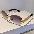 Frameless oval anti purple line sunglasses and sunglasses