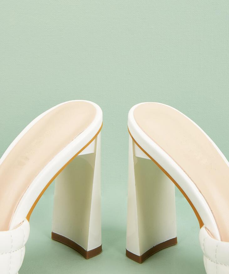 Square Toe High Heel Mules