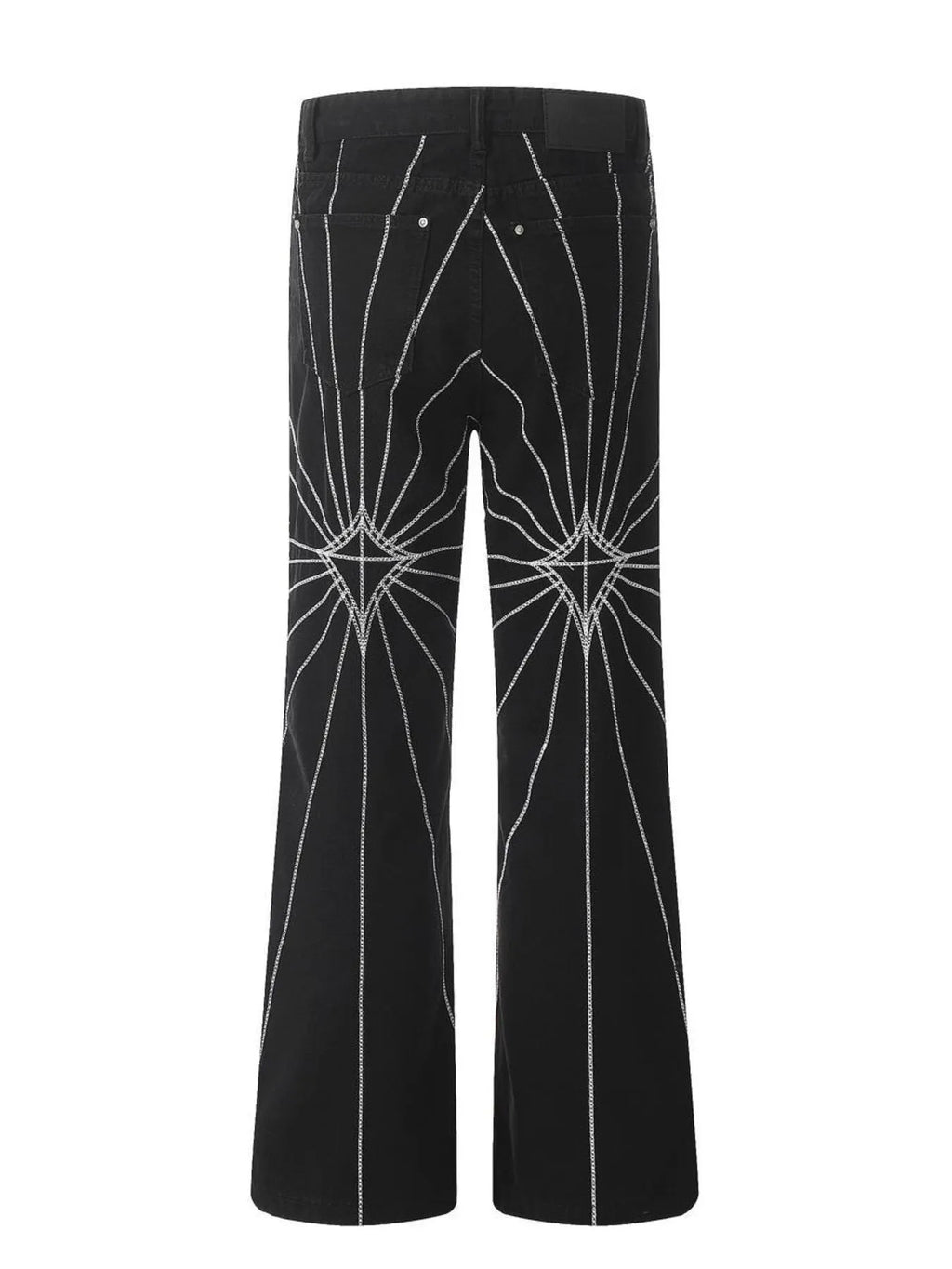 Men's Spider Web Embroidered Flared Jeans