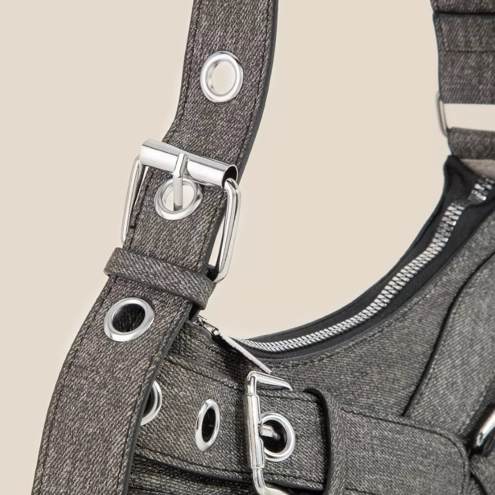 Fame Denim Belt Accent Shoulder Bag