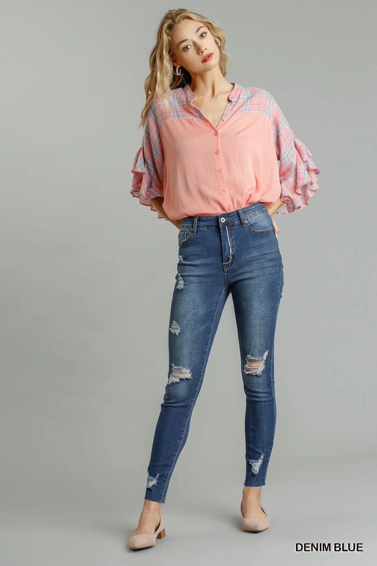 Umgee Distressed Skinny Jeans with Pockets-2