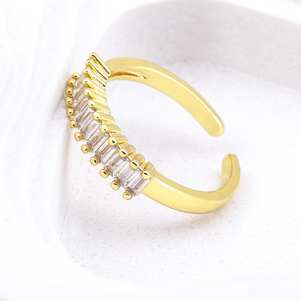 Zircon Geometric Open Ring III