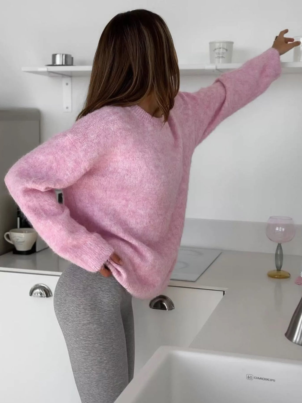 Round Neck Dropped Shoulder Sweater
