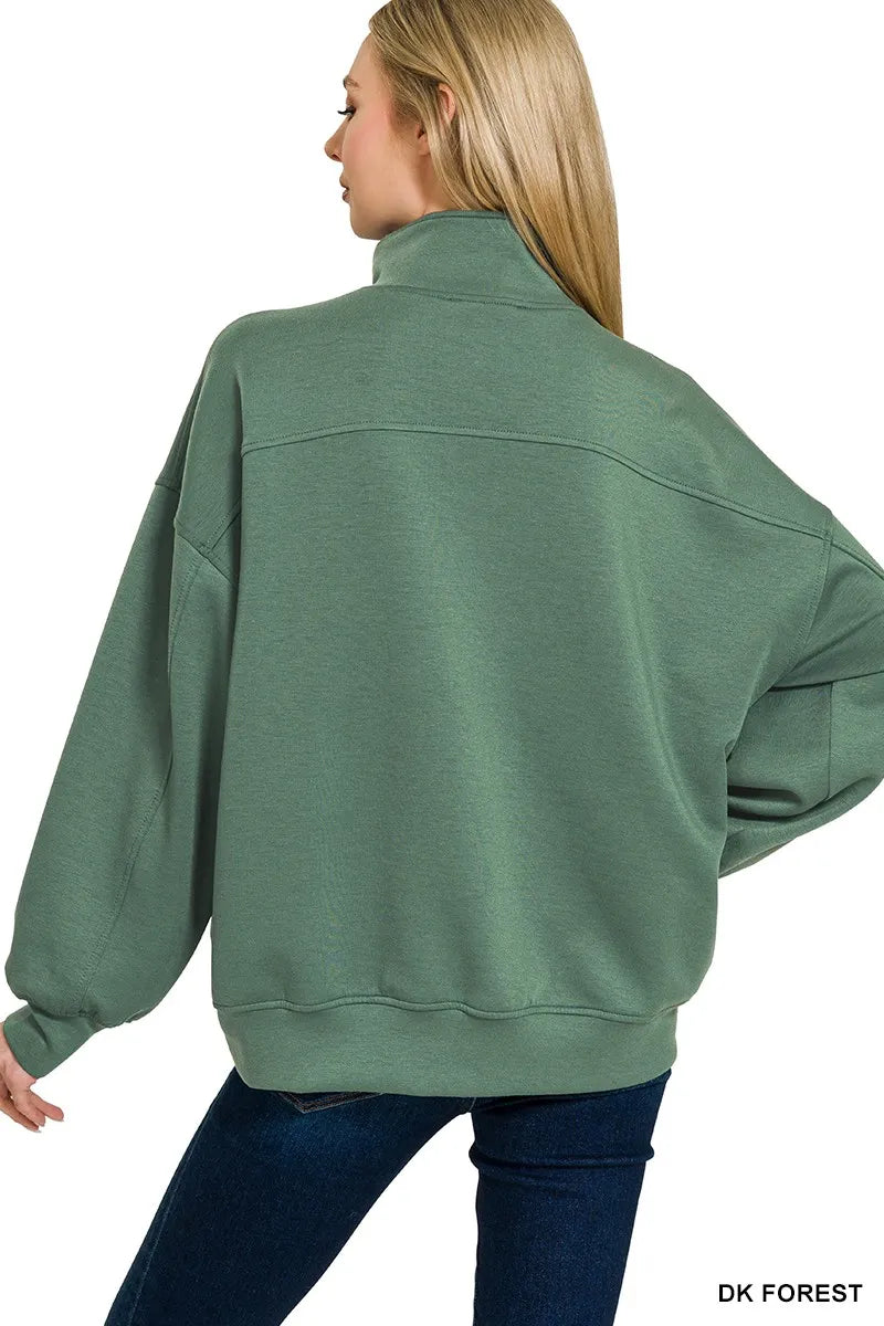 Zenana Scuba Quarter-Zip Sweatshirt