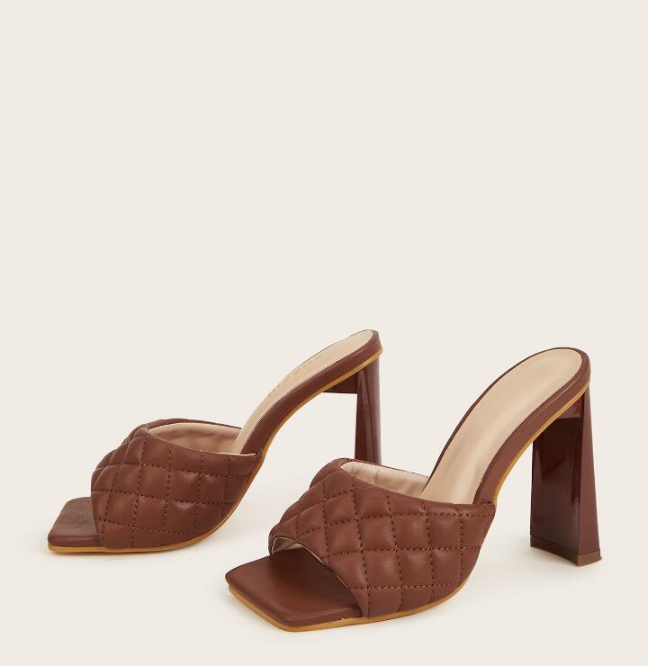 Square Toe High Heel Mules