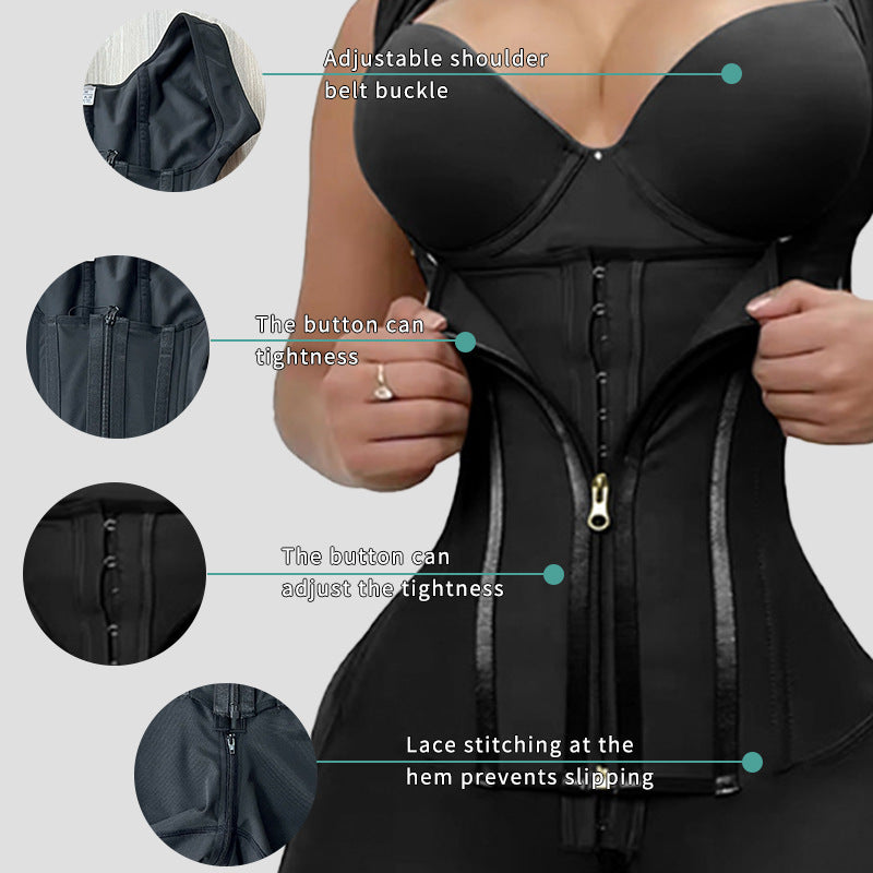Women's Plus Size Waist-Cinching Double-Layer Bodyshaper with Hip Lift & Zipper