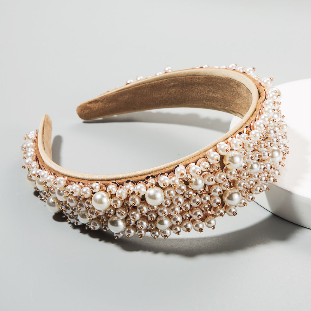 Hair Hoop Hair Accessories Baroque Hair Hoop Hand Nail Pearl Versatile Net Red Catwalk Head Hoop