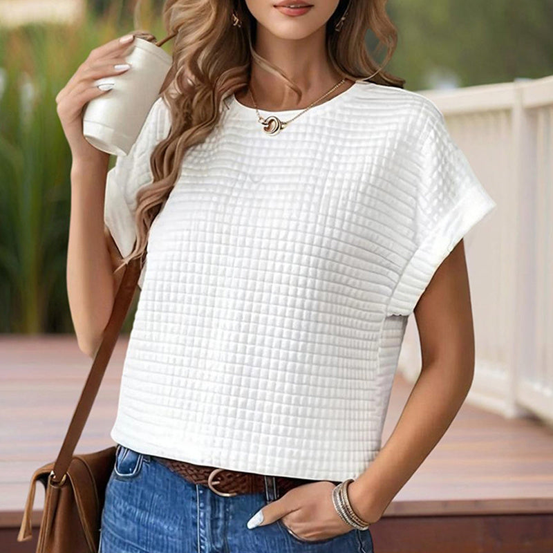 Women’s Textured Cuff Short‑Sleeve Tee