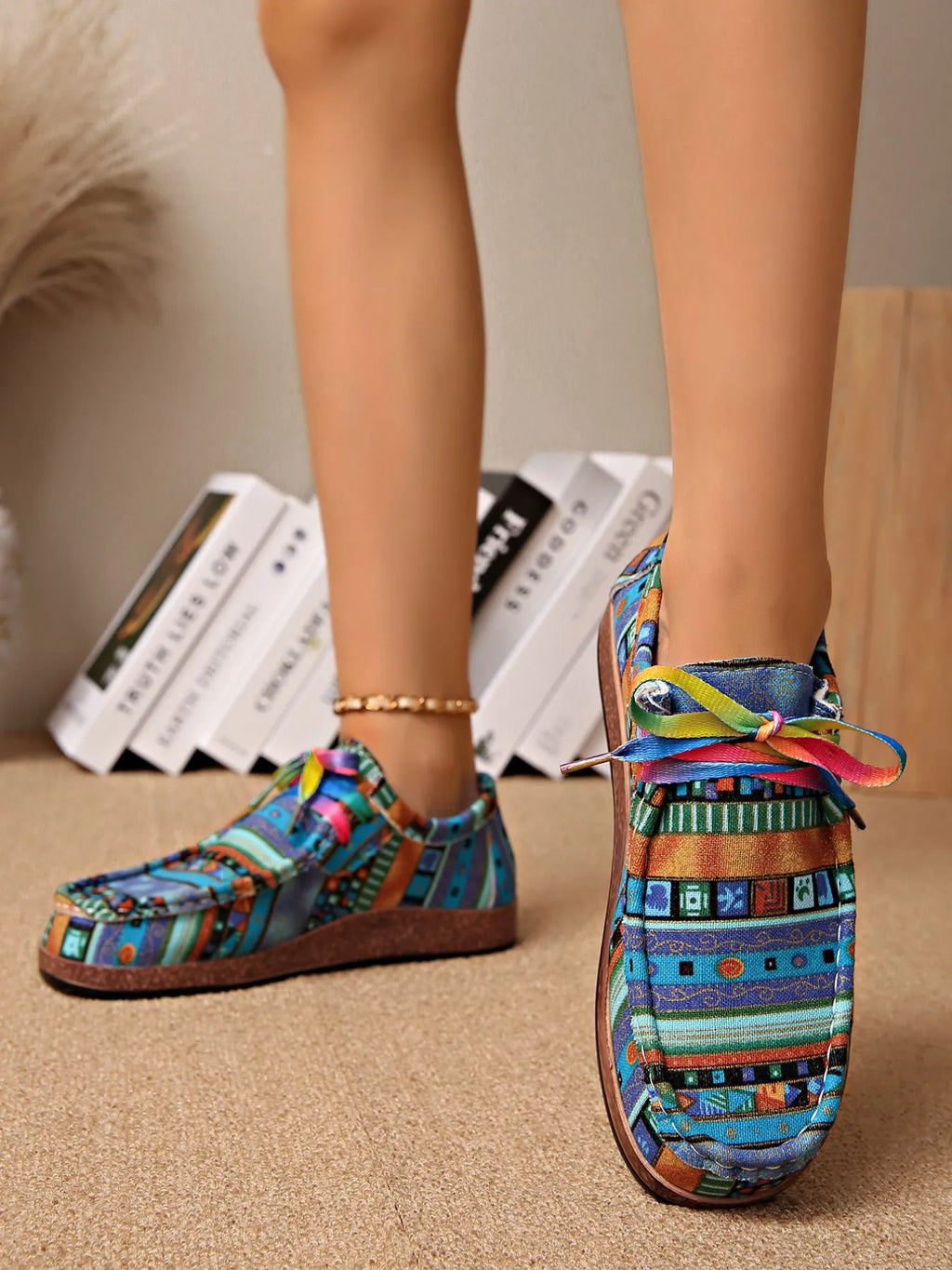 Printed Lace Up Sneakers