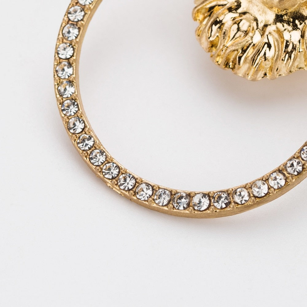 Lion Head Statement Drop Earrings