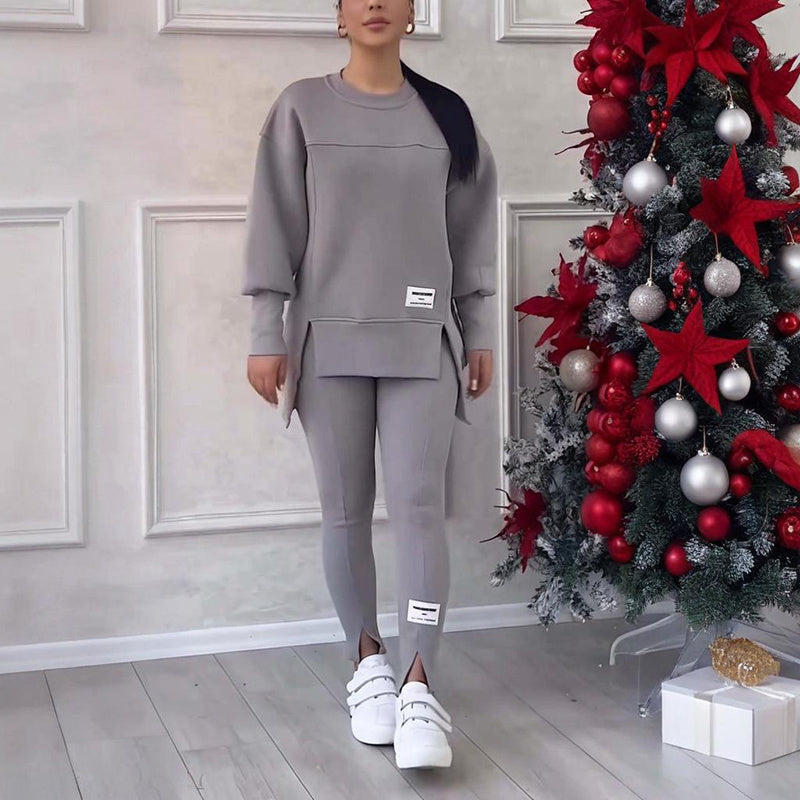 Women's Solid Color 2-Piece Set