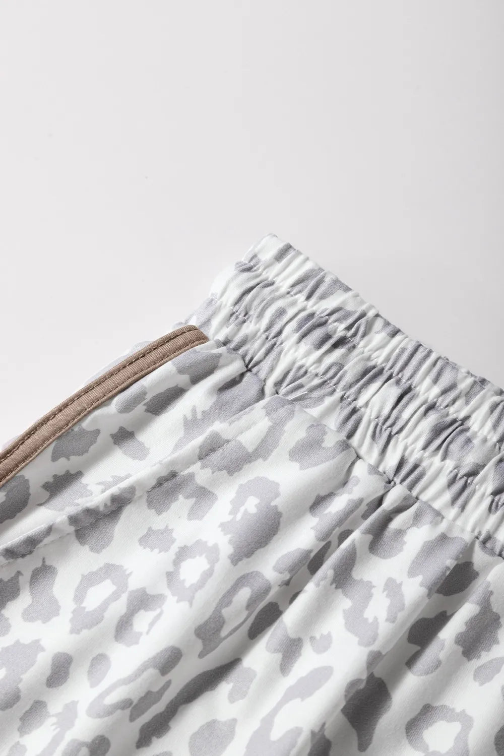 Leopard Print Drawstring Casual Shorts