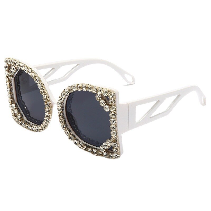 Luxury Diamond-studded Sunglasses Fashion D-shaped Big Frame Sun glasses Female Diamond Gorgeous Sunglass