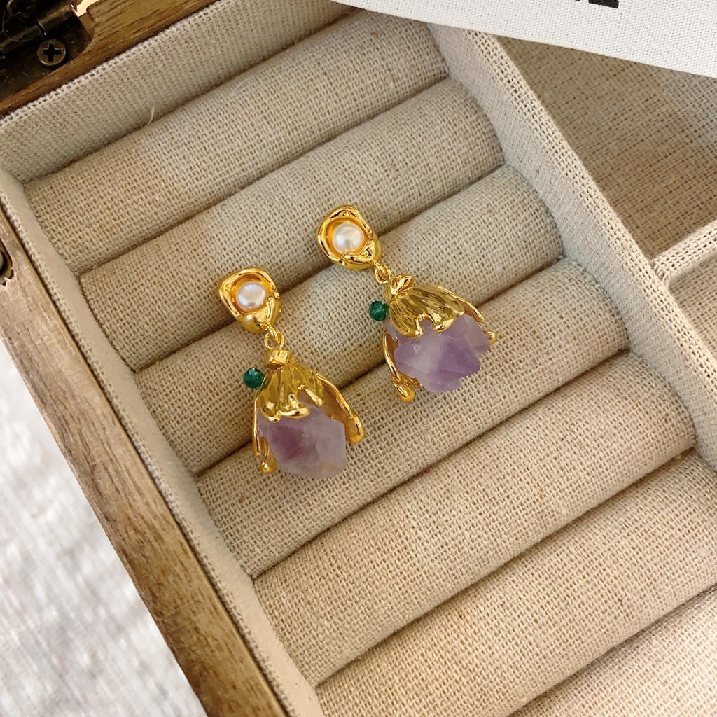 Amethyst Stone Stud Earrings