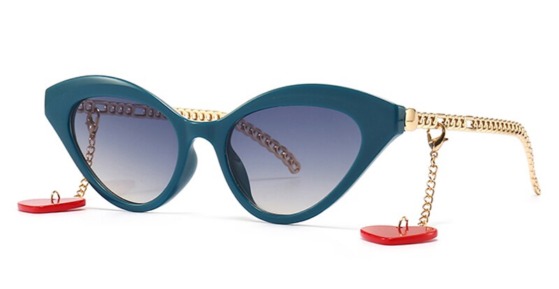 Sunglasses women cat eye gold brown vintage ladies sun glasses uv400 chain decoration female birthday gifts