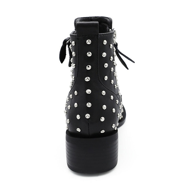 Women's Boots Ankle Boots Women Genuine Leather Autumn Winter Botas Platform Short Booties Female Rivets Studded