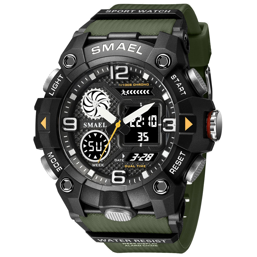 Sport Watch For Men WIth  Dual Time Waterproof 50M Miliatry Watches Chronograph Alarm Army Wristwatch
