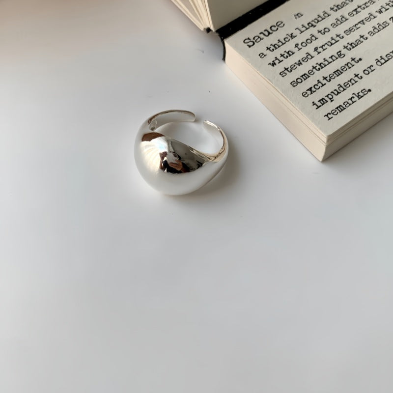 Ins Style Minimalist Design, Versatile & Simple Plain Band, Smooth Surface, Personalized Oval Geometric Open Ring