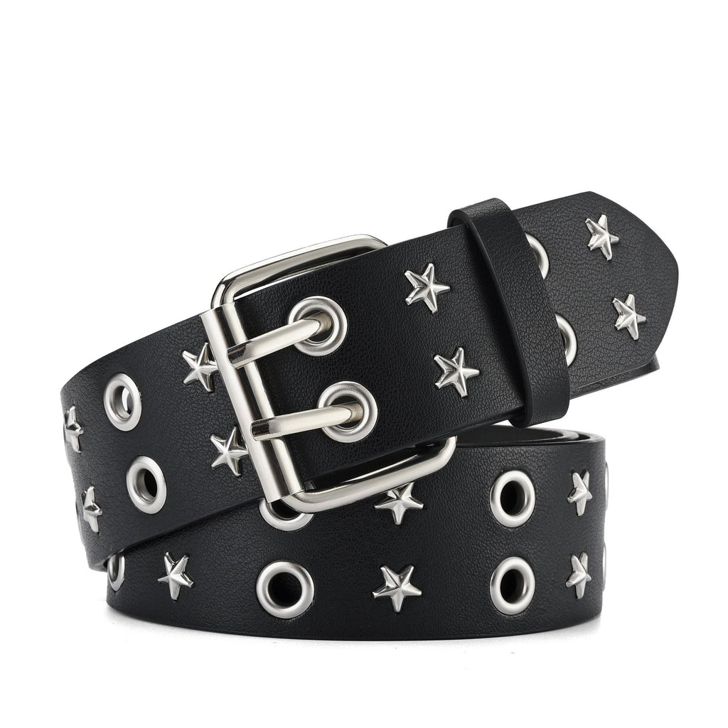 Punk Double Row Pin Buckle Denim Men's Belt