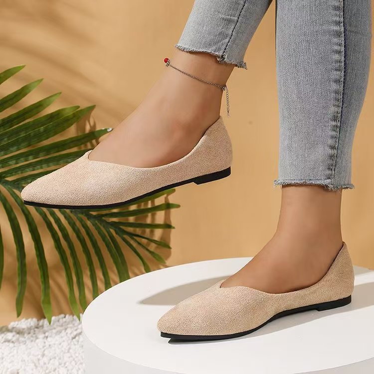 Suede Pointed Toe Flats