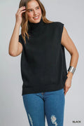 Umgee High-Low Turtleneck Sleeveless Sweater Top