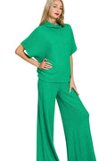 Zenana Sweater Mock Neck Top & Long Pants Set