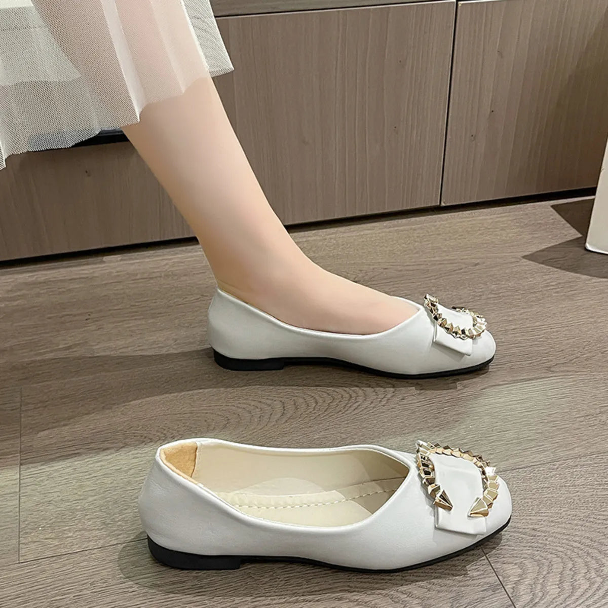 Square Toe Flat Slip-Ons