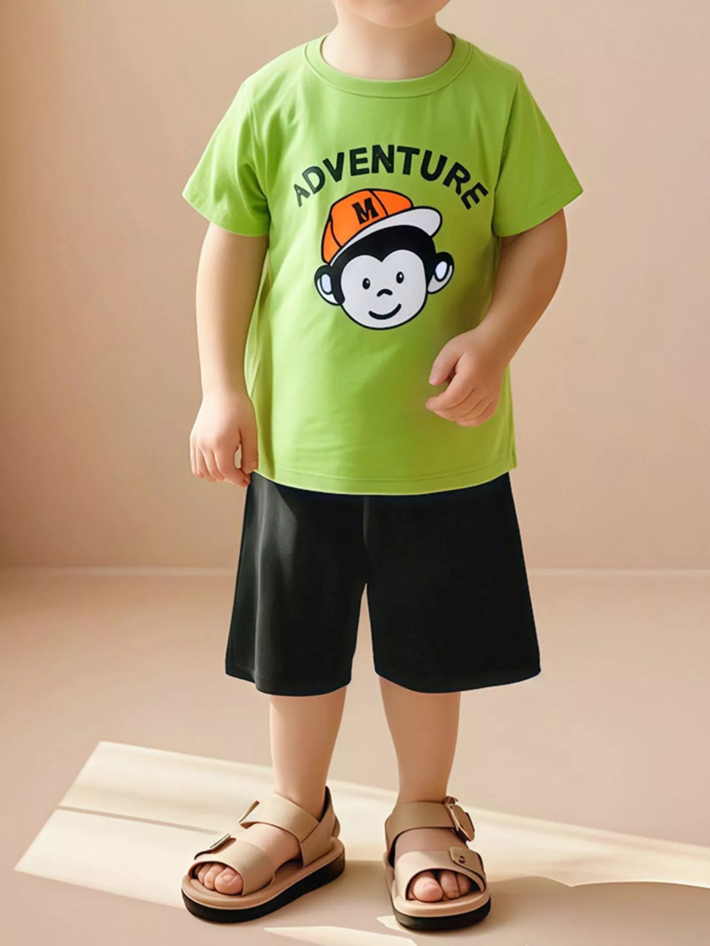 Children's Monkey Short Sleeve Top and Shorts Set