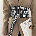Women Cummerbunds Letter Printed Zipper Black Wide Belt Fashion Elastic Waistband All Match Ladies Waist Band Corset