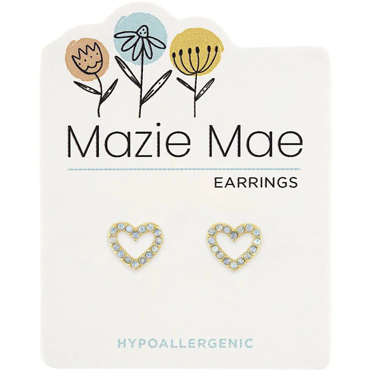 Hypoallergenic Gold White Opal Heart Studs
