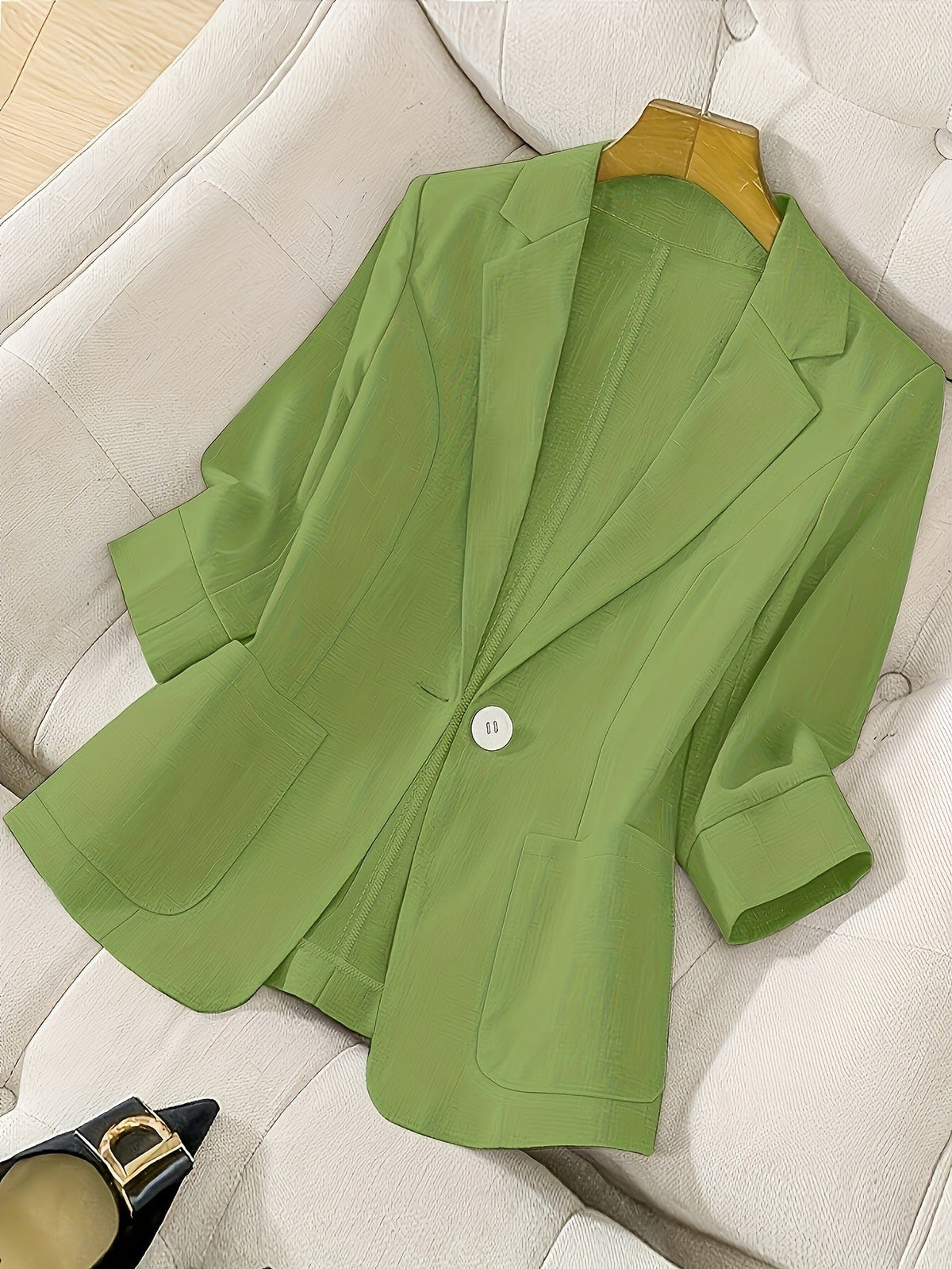 Women's Three-Quarter Sleeve Single-Button Casual Blazer