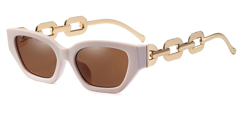 Vintage sunglasses women square fashion chain ladies sun glasses cat eye uv400 gold black female accessories