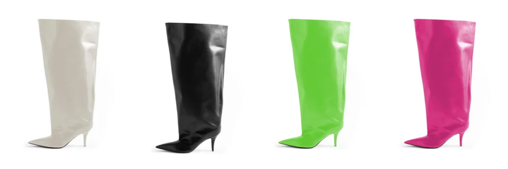New Brand Europe America Pointed Sleeve Thigh Boots Fashion Big Tube Thin High Heels Ladies Knee Length Women's Boots Black