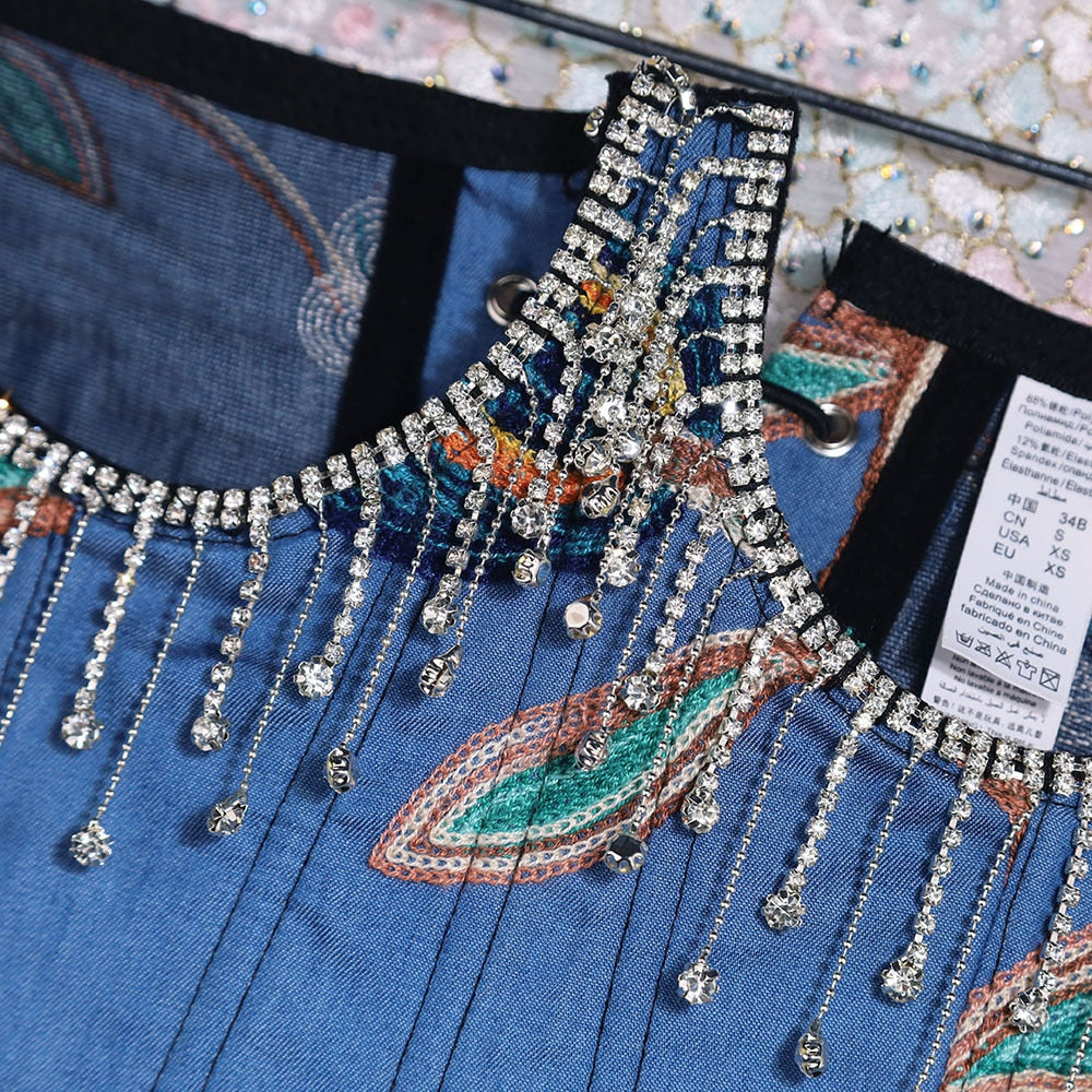 Atoshare Vintage Punk Rhinestone Corset Top Flowers Bandage Backless Diamond Chain for Women Rave Clothing