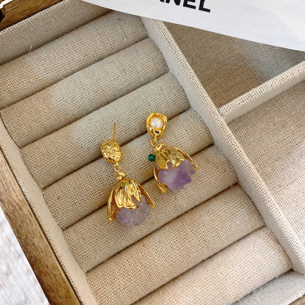 Amethyst Stone Stud Earrings