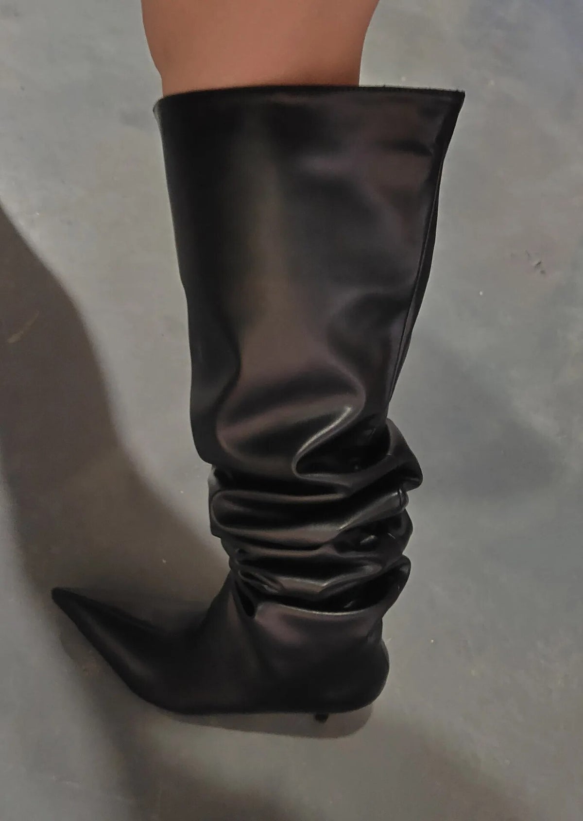 Foreign Trade Pointed Thin Heel Wide Sleeve Boots Large Sleeve Pleated Boots Push Boots Long Sleeve Large Size Women's Boots