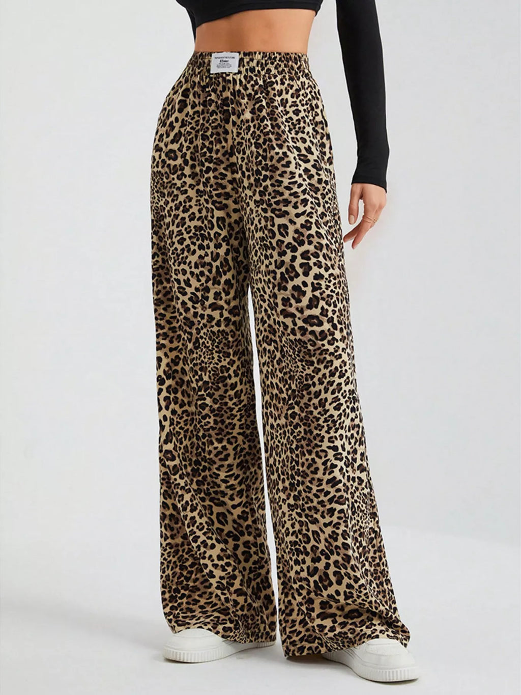 Full Size Leopard Print Wide Leg Pants Plus Size