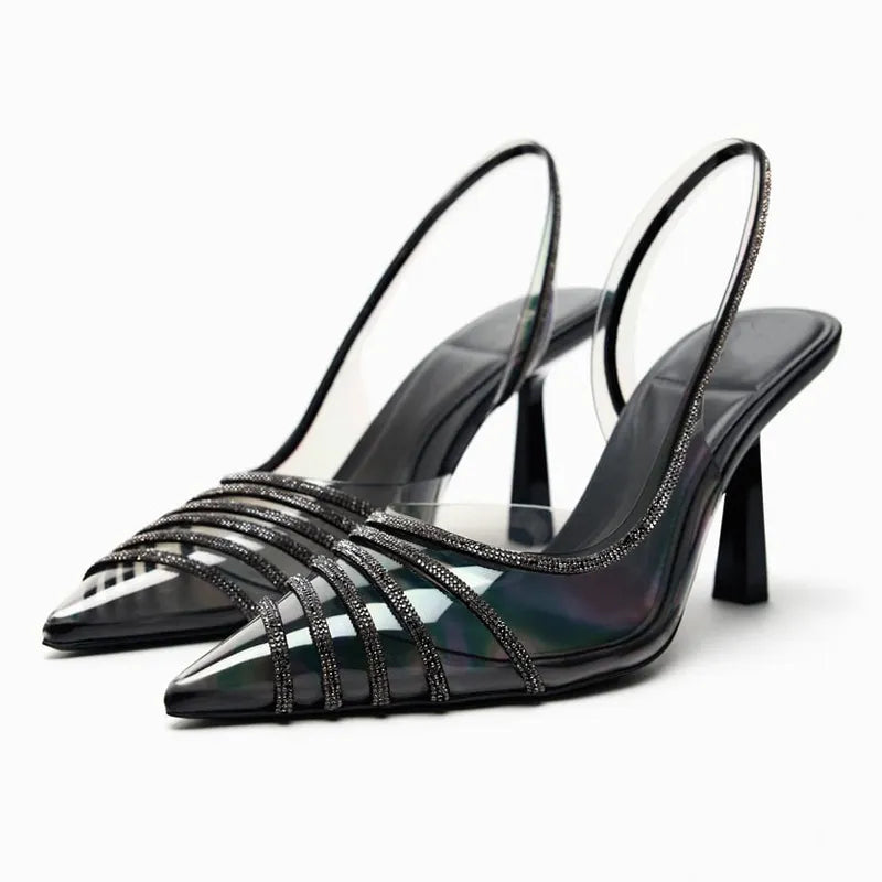 Women High Heels Slingback Stiletto Luxury Brand Pointed Wedding Bride Shoes Ladies Pumps Elegant