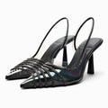 Women High Heels Slingback Stiletto Luxury Brand Pointed Wedding Bride Shoes Ladies Pumps Elegant