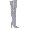 High Quality Crystal Women's Thigh High Boots Runway Stiletto Luxury Designer Shoes Rhinestone Pleated Boots Female Women Shoes